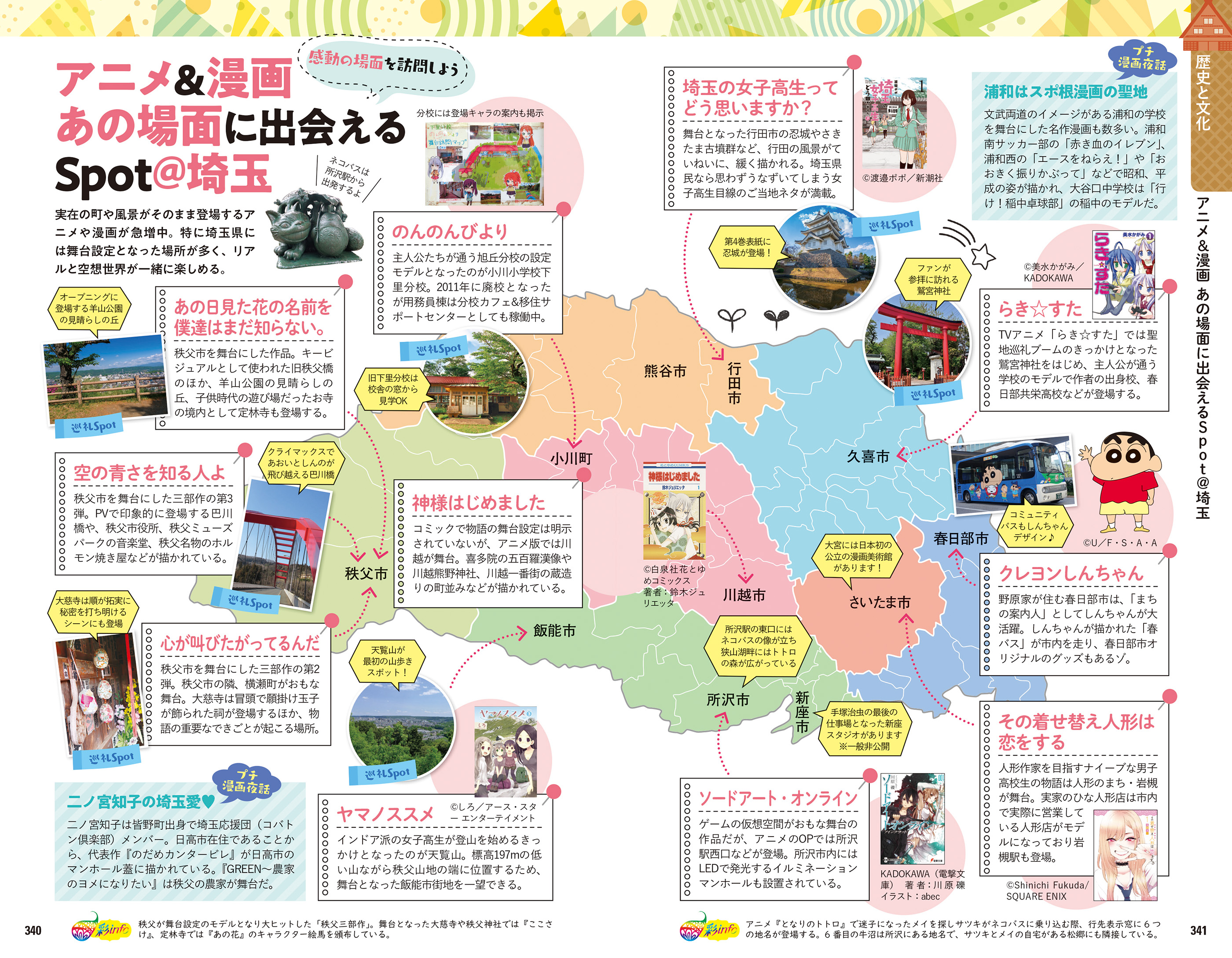 「アニメ＆漫画あの場面に出会えるSpot＠埼玉」紙面
